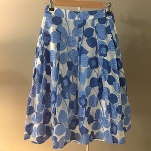 Talbots NWT Blue + White Floral A-Line Skirt